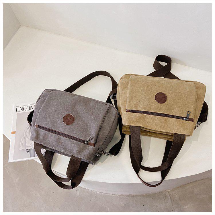 Retro Multi-Pocket Canvas Tote: Large Capacity Shoulder & Crossbody Bag for Women