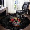 1PC Sugar Skull, Day of the Dead Office Round Area Rug,  Mat Suitable ForOffice, Under Office Chairs Bedroom Living Room Home Decor, Room Deco