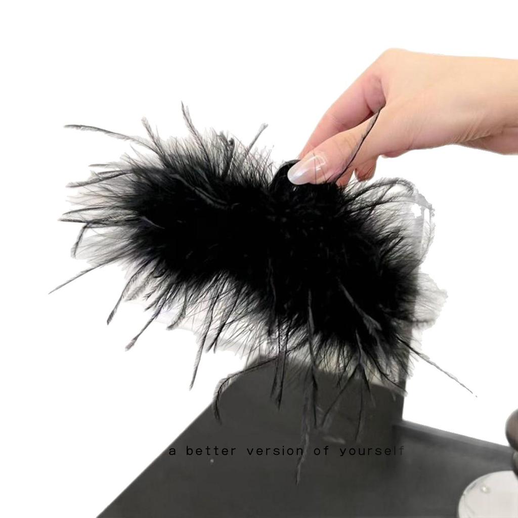 Luxury Coffee Feather Shark Claw Clip - Large Hairpin for Half Updos
