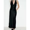Za2024 Summer New Product Women's Clothes Open Back Sling Silk Satin Texture Sleeveless Long Dress 8226748 800