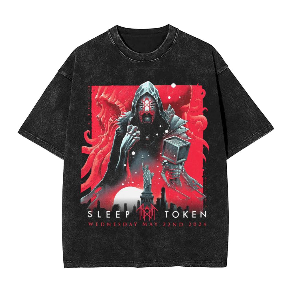 Sleep Rock Music Tokensd Aj v Arkádii Tričko Hip Umyté Krátky Rukáv High Street Tričko Móda pre Mužov Ženy
