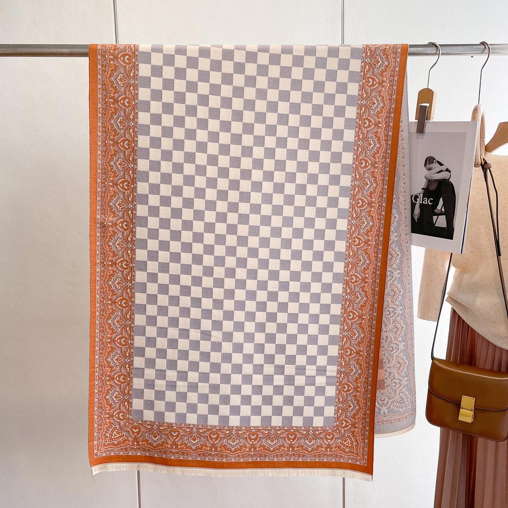 Imitation Cashmere Plaid Scarf Women'S High Sense British Style Fashion Large Shawl Warm Thick Scarf