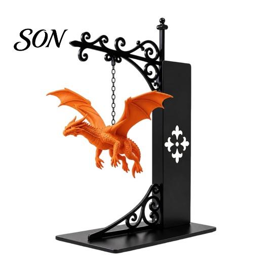 Heavy Duty Fantasy Book Holder Flying Dragon Bookshelf Light, Decorative Bookend Light for & Desk, Bookends Shelves Sculpture Support, Organizer Home
