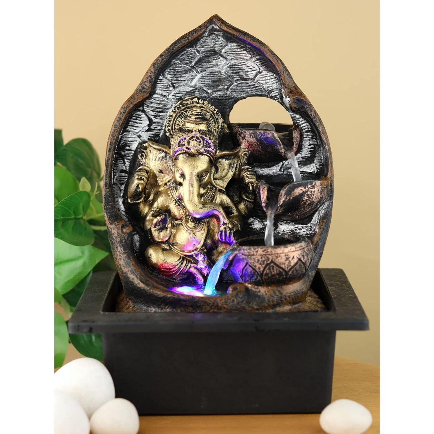 

Господь Ганеша Сидящий 3-ступенчатый Водный Фонтан для Гостиной Домашний Декор Садовое Украшение и Гостиная Комнатный Фонтан Уличный Фонтан