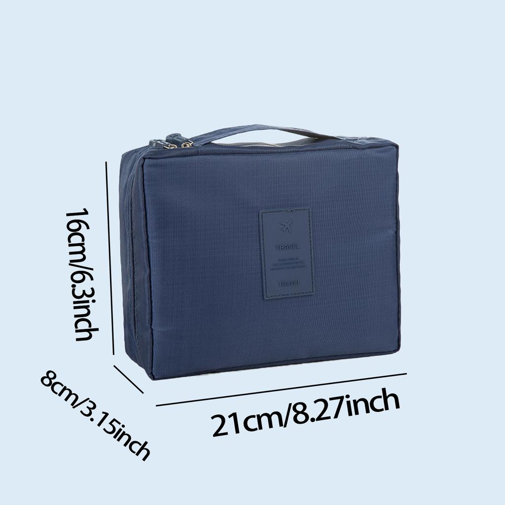 1pc-Portable Travel Makeup Bag Waterproof Multi Compartment Multifunctional Cosmetic Make Up Toiletry Organizer