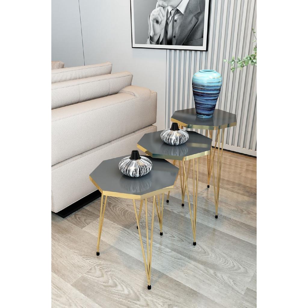 3-piece Nesting Coffee Table And Coffee Table Set Gold Octagonal Coffee Table Set Wire Leg Coffee Table Set