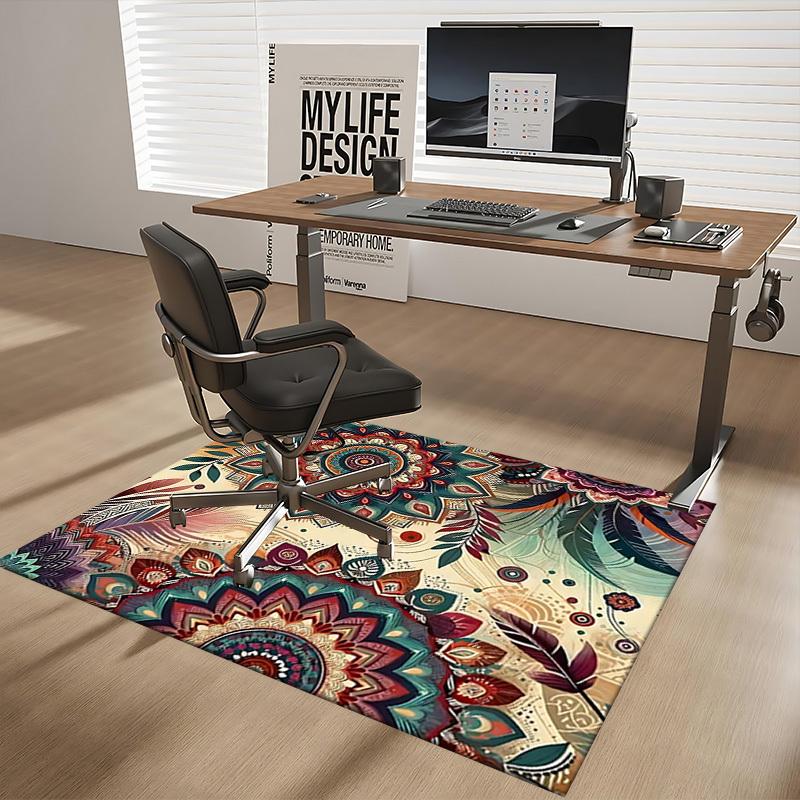 1pc Bohemian Mandala Office Chair Mat - Festival Gift, Non-Slip Carpet for Home Decor, Suitable for All Seasons.P037