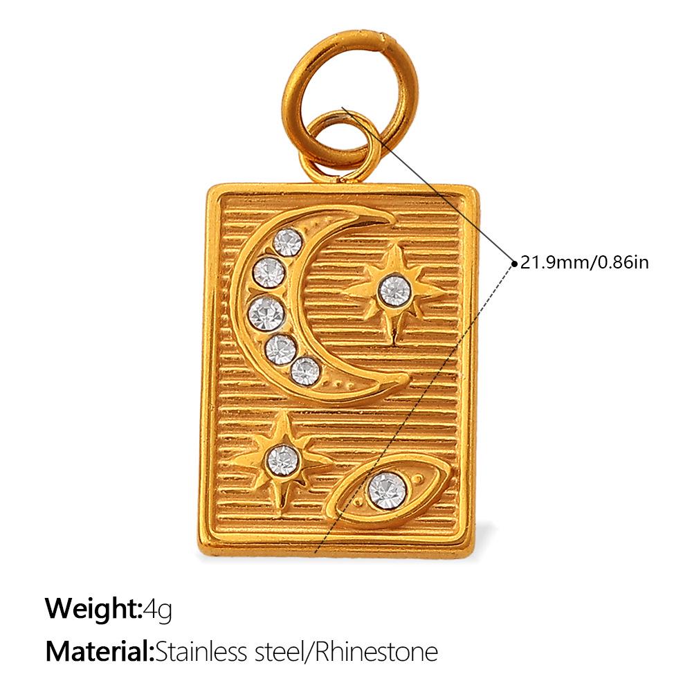 18K Gold Inlaid Stainless Steel Moon Heart Necklace & Bracelet Accessories with Diamonds