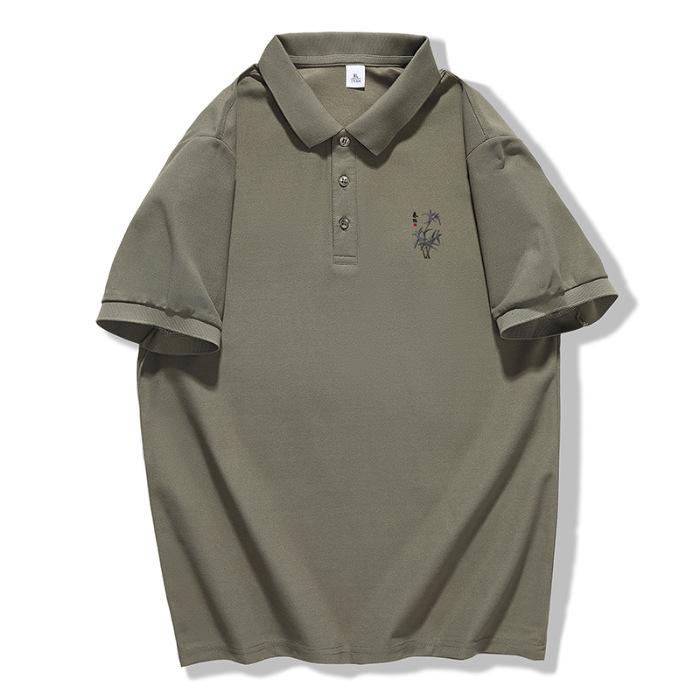 

New Polo Shirt for Men s Lapel Short Sleeve Loose Button Solid Color Top for Summer 3XL