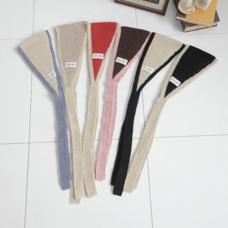 Женские трехцветные треугольные наушники-грелки на уши с биркой Зимние наушники-грелки black