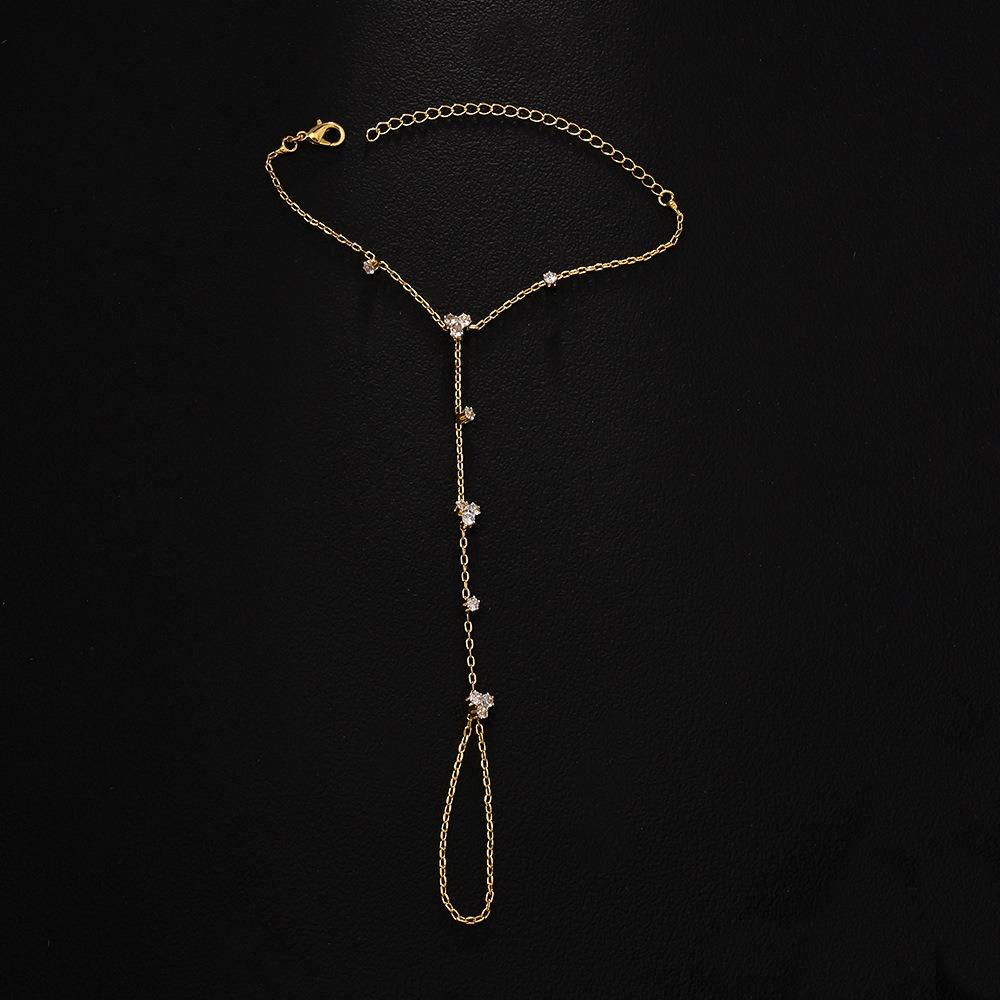 Простая Личность Золотой Цвет Нержавеющая Сталь Y-образная Цепочка Цирконий Вставка Регулируемые Браслеты для Женщин Соединяющиеся Кольцами Браслеты Украшения золотой