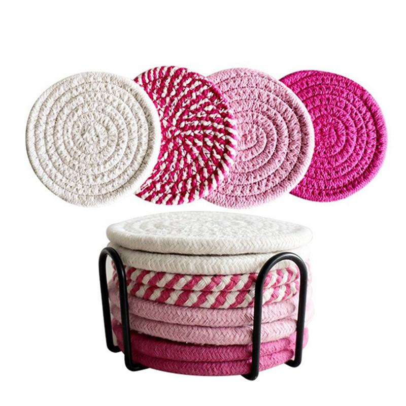 

4 шт. 11x11 см маленька кругла бавовняна кружка для кави Чашка для чаю Підставка для столу Підкладка для столу Тарілка Килимок для кухні Ізоляційна подушка No Iron Frame