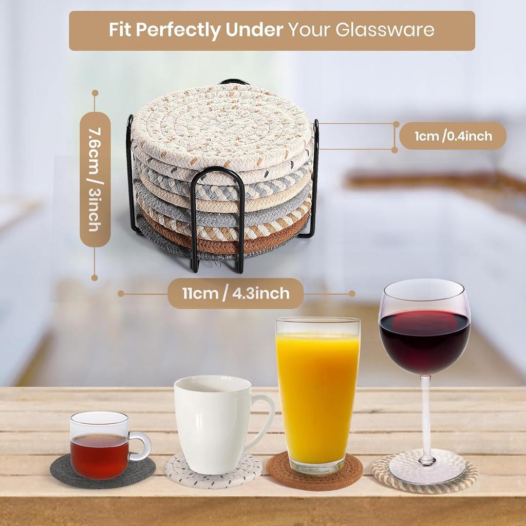 8 Sters For Drinks Coffee Table Absorbent Antiskid Mat Boho Living Room Decor Table Mat Elegant Round Shape Pad Easy To Clean