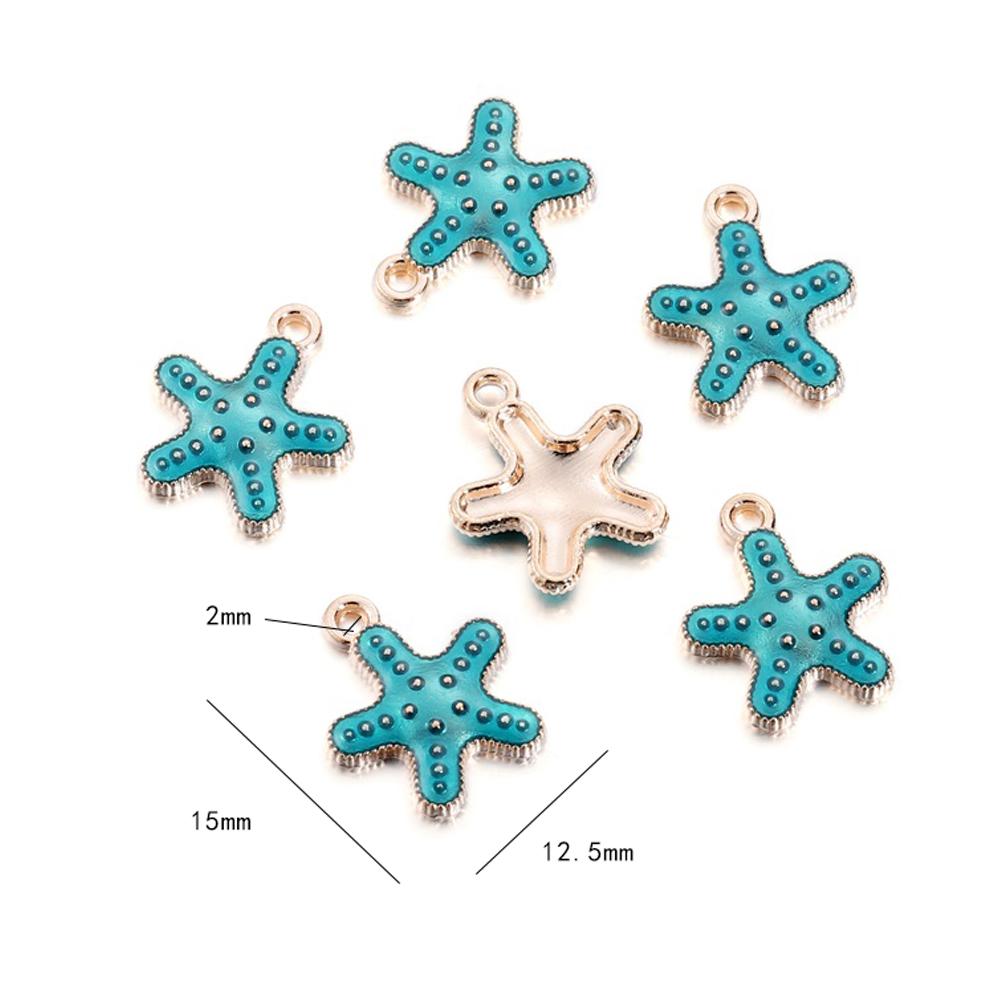 10 sztuk/partia słodkie kreskówki niebieskie breloki ocean gwiazda wisiorek urok rzemiosło dla naszyjnik bransoletka DIY biżuteria akcesoria do tworzenia