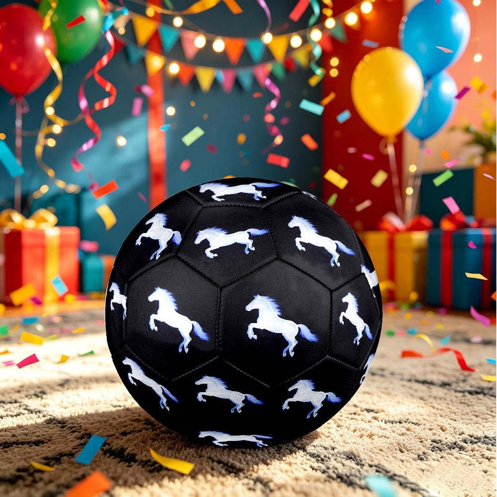 1pc Equestrian Spirit Theme Soccer Ball Football, Size 5, Lightweight PVC, Outdoor Training Soccer Ball,Gift J61414