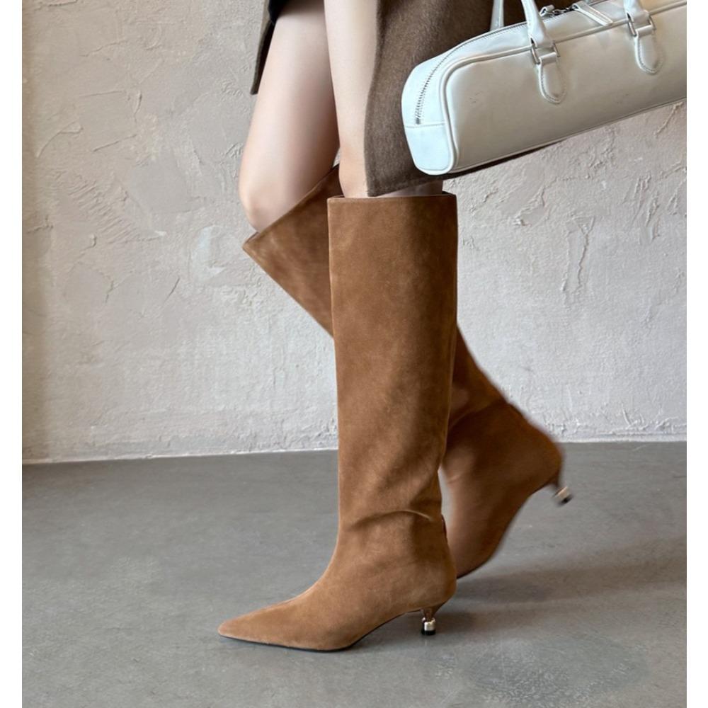 Neue Damen Stretch Moderne Lange Stiefel Mode Spitze Zehen Kniehohe Stiefel Designer Hohe Absätze Schuhe Zapatos De Muje