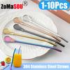 1-10Pcs Yerba Mate Tea Straws Stainless Steel Drinking Straw Spoon Tea Filter Metal Washable for Coffee Cocktail Bar Accessories
