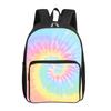 Tie-dye Print Square Front Pocket Backpack Large Capacity for Boy/Girls Best Gift 2D  Cartoon Children's School Bag