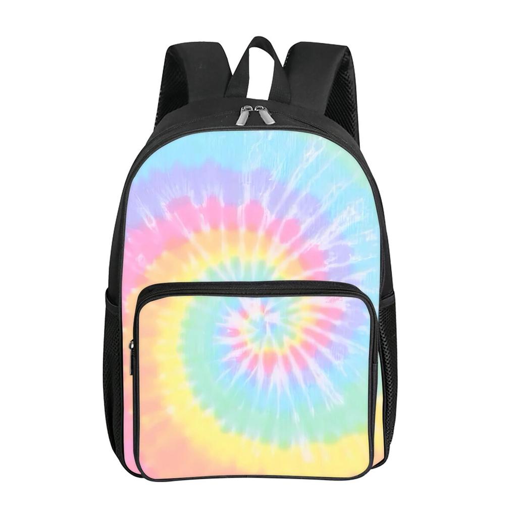 Tie-dye Print Square Front Pocket Backpack Large Capacity for Boy/Girls Best Gift 2D  Cartoon Children's School Bag