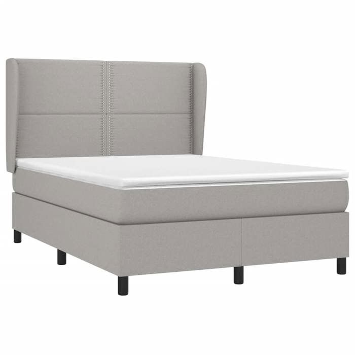 3127877 vidaXL Lit à sommier tapissier avec matelas Gris clair 140x190cm Tissu