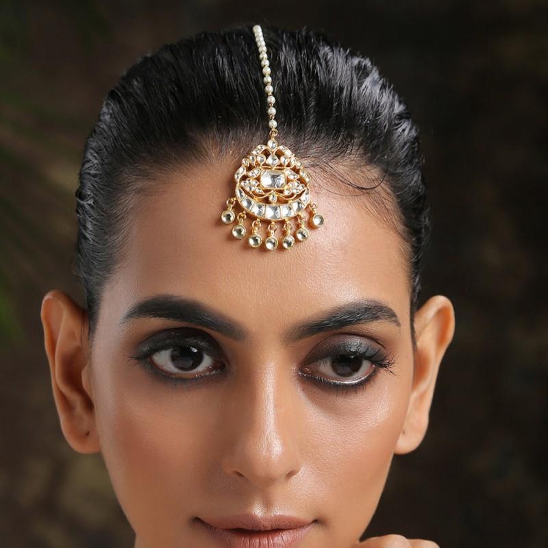 Pearl Pendant Hair Chain Female Exotic Ethnic Style Rhinestones Forehead Traditional Bride s Wedding Headwear