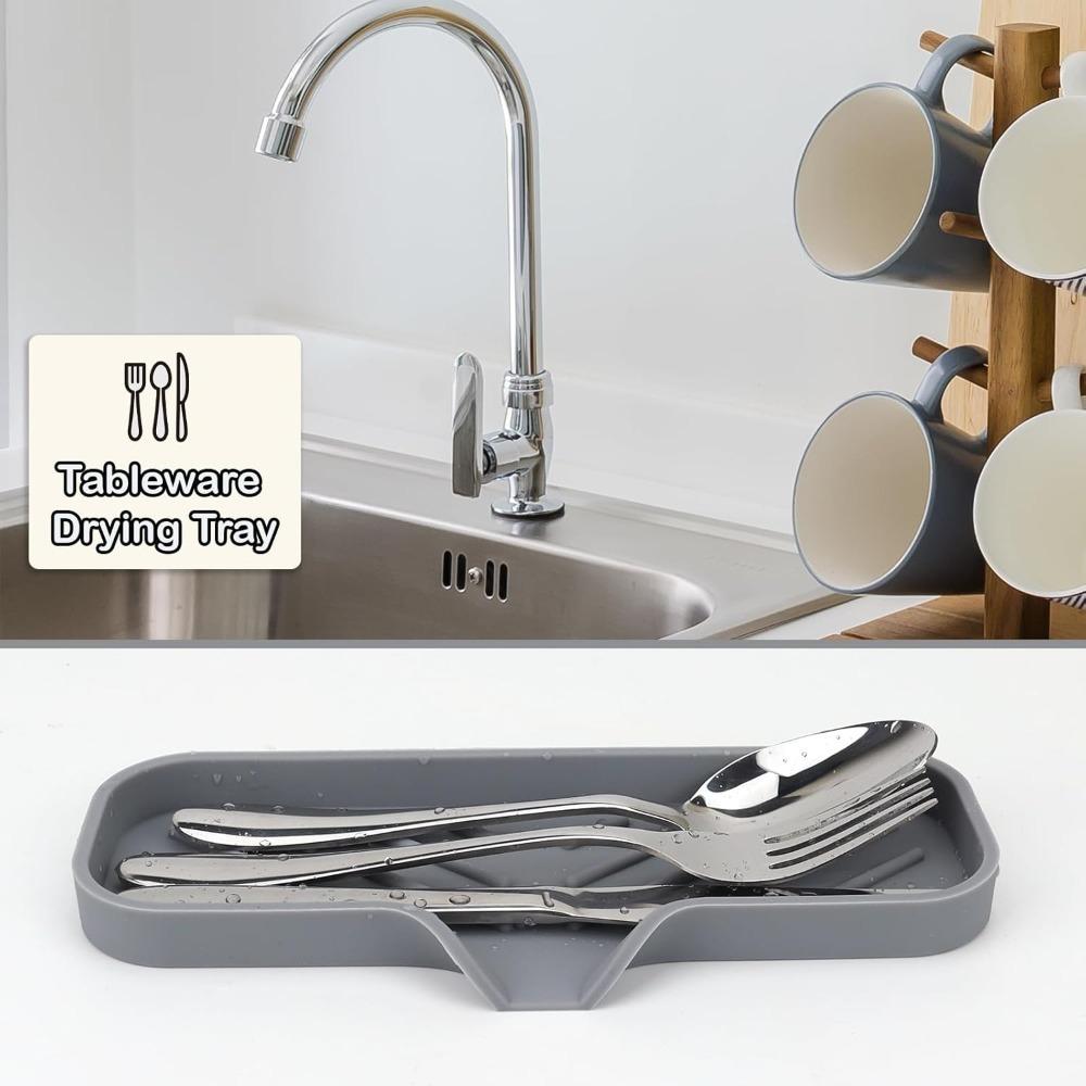 Silicone Bathroom Soap Dishes and Kitchen Sink Organizer, Sponge Holder, Dish Soap Tray, Idear for Dispenser, Scrubber,Bottle,Cup on Sink