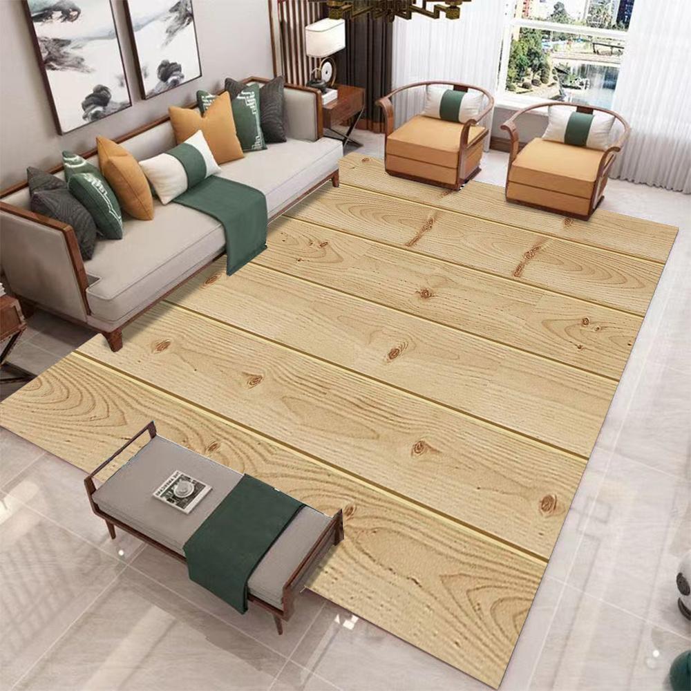 Realistic Wood Texture Carpet for Living Room Rustic Design Indoor Home Decor Large Area Rug Non Slip Floor Mat for Natural Home