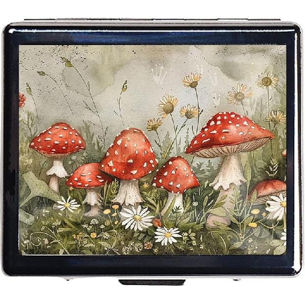 Серебряная Винтажная Шкатулка для таблеток, 7-дневная Металлическая Шкатулка для таблеток с Зеркалом и 8 Отделениями, Милый Дорожный Органайзер для таблеток в Сумку, Компактный Портативный Органайзер для таблеток Sewant Mushrooms