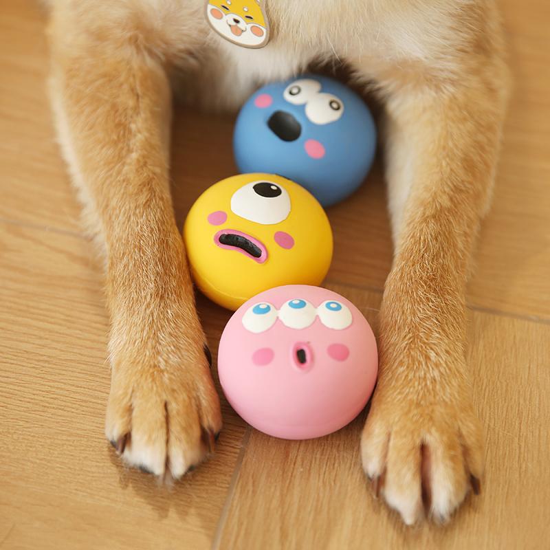 Dog Sound Toy Ball Latex Pet Toy Ball Bite-Resistant Teething Relief Shiba Inu Corgi Teddy Small Dog Teeth Cleaning