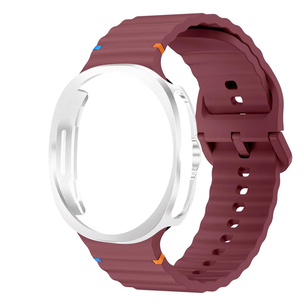 Silicone Strap+PC Case for Samsung Galaxy Watch 8 classic Wave Band Screen Protector Bumper for Galaxy Watch 8 classic 46mm