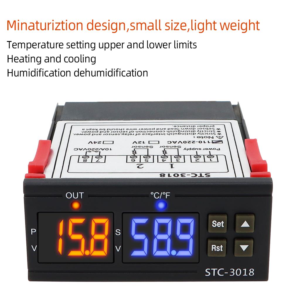 STC-3018 Termostat Digital Dual Controlor de Temperatură Termometru Comutator de Control 10A 12V 24V 220V Higrometru Incubator