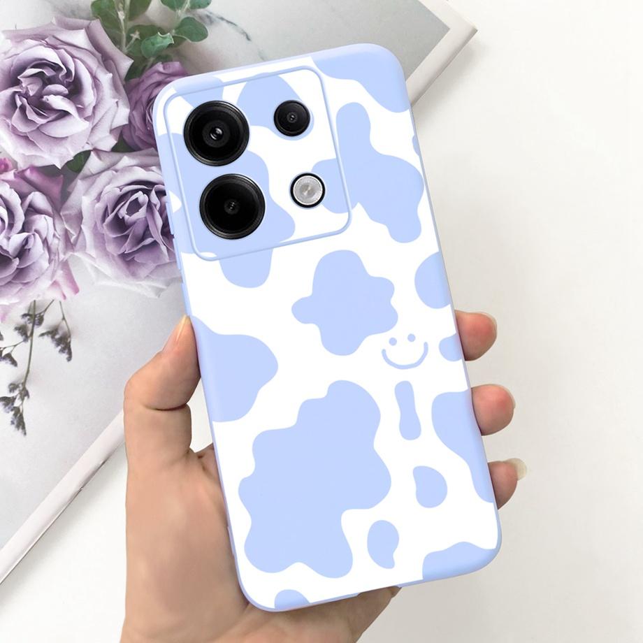 For Xiaomi Redmi Note 13 Pro 5G Phone Case Cow Print Checkered Pattern Soft Liquid Silicone Funda For Redmi Note 13 4G Pro+ Plus
