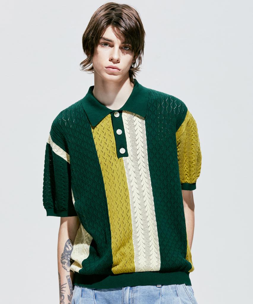 SSY Flower Garden 3-Pattern Half Knit Pique Green