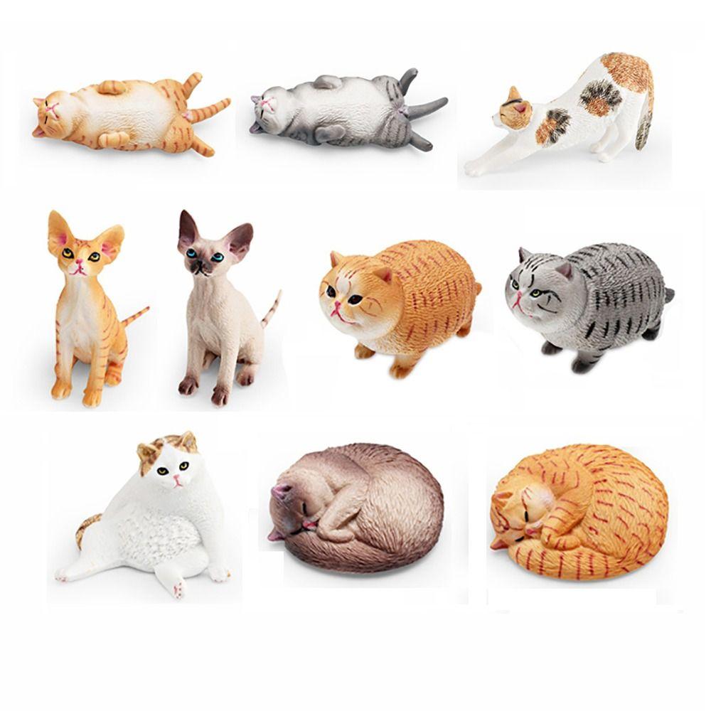PVC Simulation Cat Model Devon Curly Cat Lifelike Cat Action Figures Sleepy Stretching Cat Simulation Pet Desktop Ornament