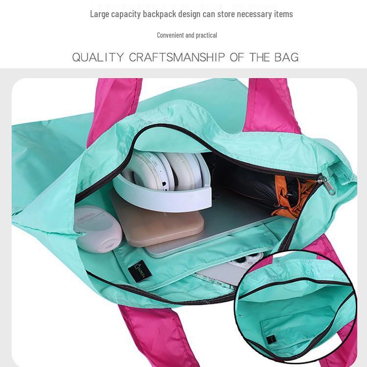 Japanese-Style Foldable Cloud Bag: Portable, Large-Capacity, Waterproof Shoulder & Handheld Grocery Bag with Zipper.