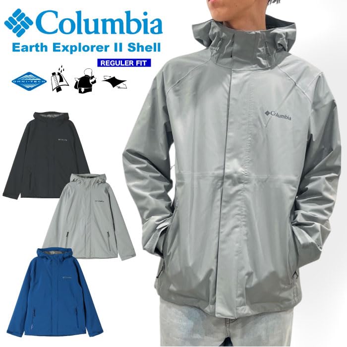 Columbia Earth Explorer II Shell Waterproof Size L Men's Jacket, Gray, (WE3171-039)