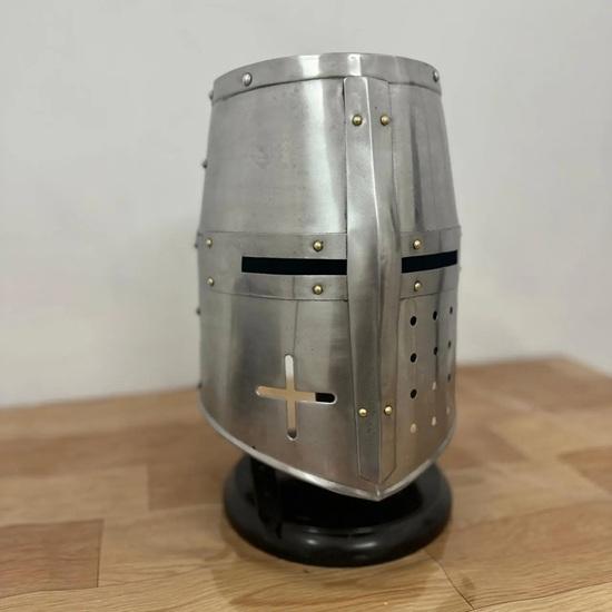 Templar Crusader Knight Helmet 18 Gauge Steel Ren-faire Costume Larp Decorative Item Halloween Christmas Gift