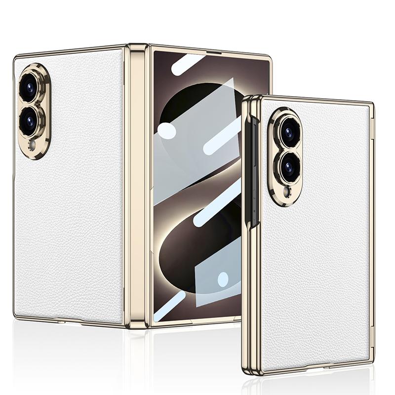 Für Samsung Galaxy Z Fold 8 Breite Hülle Luxus Galvanisierte Hautfreundliche Matte Leder Scharnier mit Gehärtetem Film Stoßfeste Abdeckung
