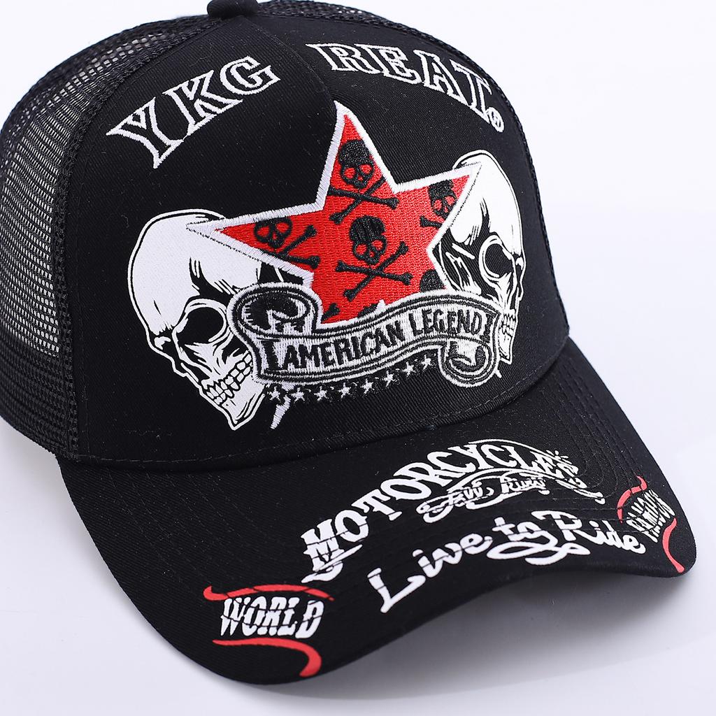 Pentagram Skull Mesh American Locomotive Cap Truck Driver Hat Breathable Baseball Cap