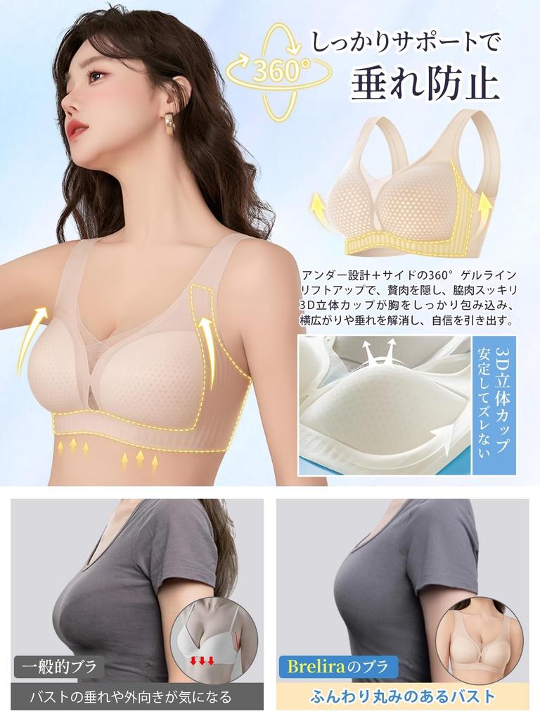 BreLira Summer Plus Cool to the Seamless Bra Jelly Sagging Breast Reduces Mesh Beautiful High No Constriction Bra, Wireless, Sizes, Touch, Ultra-Thin