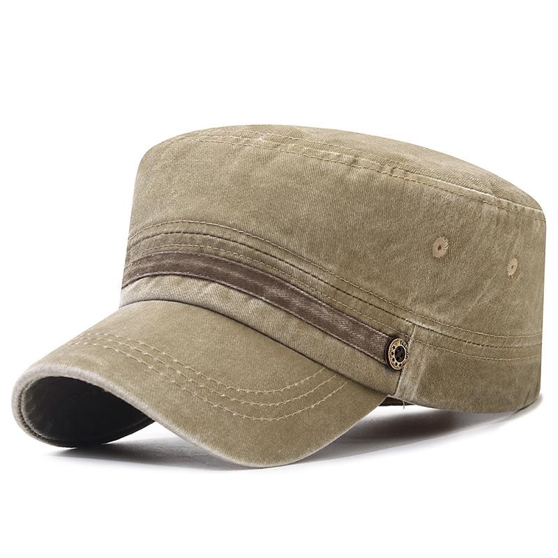 Washed Hat Flat Top Hat All-cotton Breathable Button Hat Baseball Hat Sun Hat