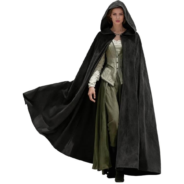 Renaissance Kapuzenumhang Halloween Mittelalter Kostüm Cosplay Langer Umhang Schal für Herren und Damen Geschenke
