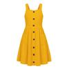 Girls' Fashion Buckle-Front Sleeveless Pocket Casual Solid-Color Dress