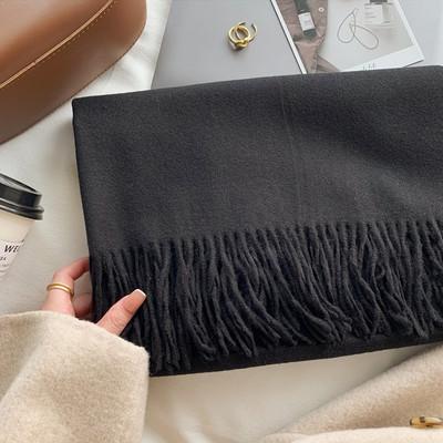 New solid color Maillard scarf women's winter high-end wool dopamine imitation cashmere scarf warm scarf