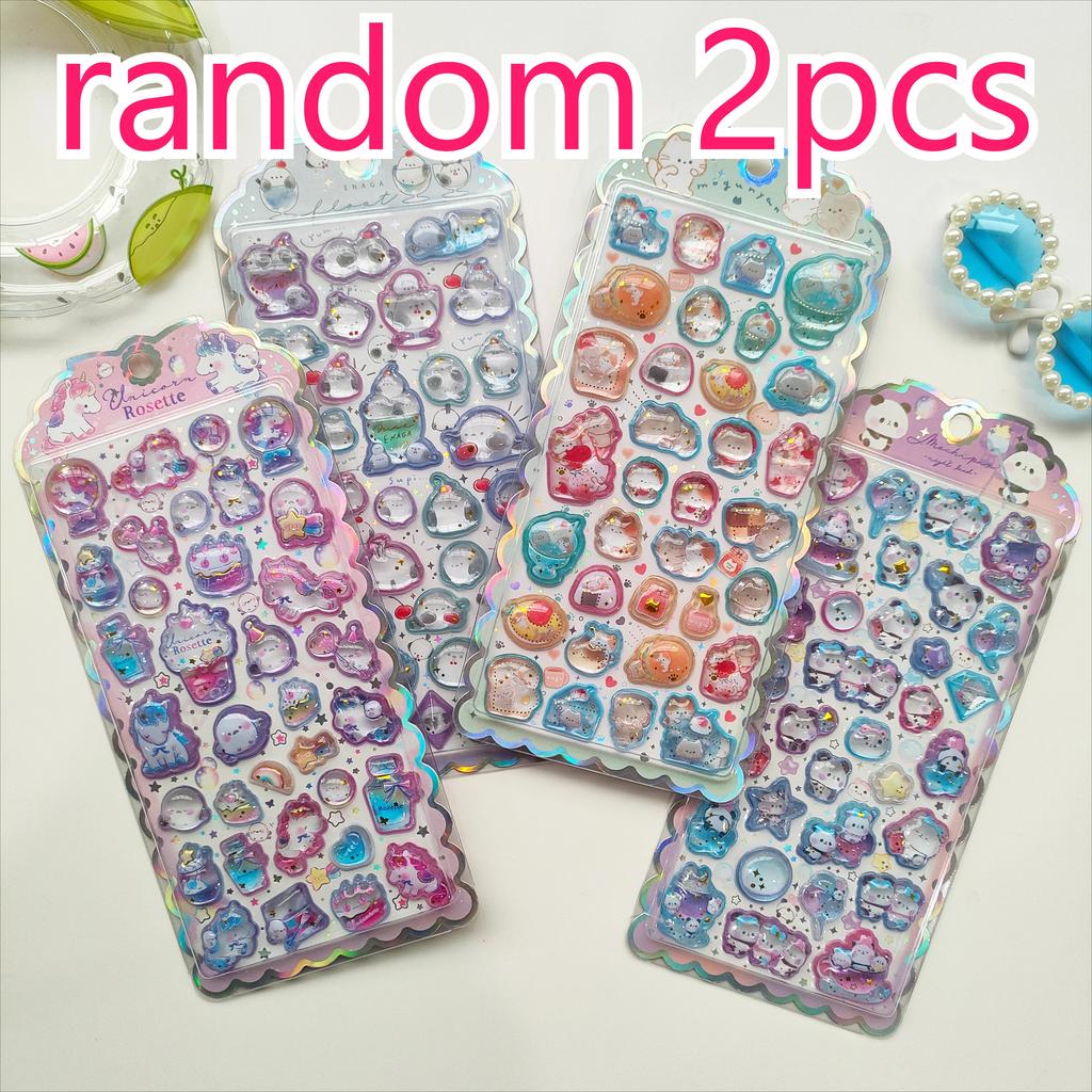 1 Stück/4 Stück Cartoon Süße Katzen Einhorn Tropfen 3D Relief Aufkleber Scrapbooking DIY Tagebuch Schreibwaren Aufkleber Dekor Niedliche Aufkleber