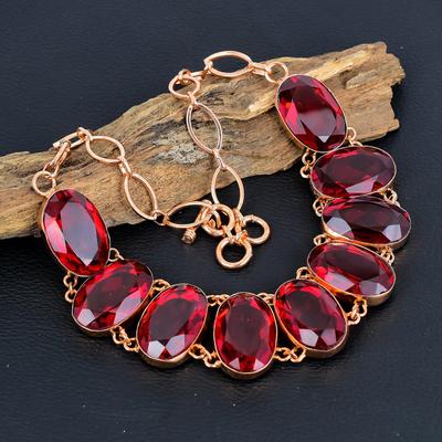 Red Garnet Necklace Jewelry, Handmade Pure Copper Necklace Jewelry, Gorgeous Garnet Necklace, Oval Shape Jewelry For Her