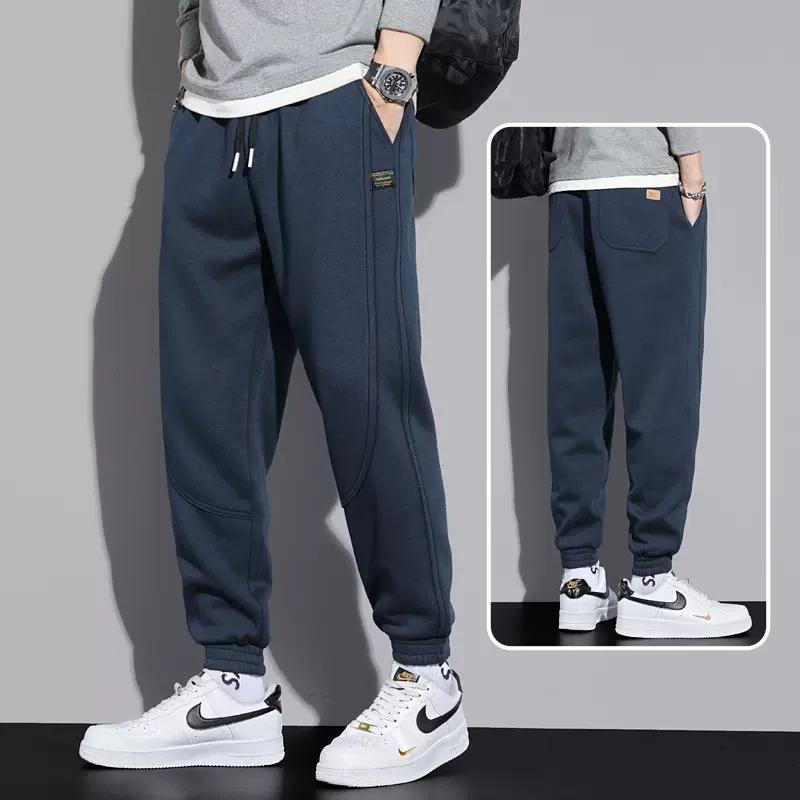 

Casual sweatpants summer new loose large size tied feet splicing personalized trendy pants men M