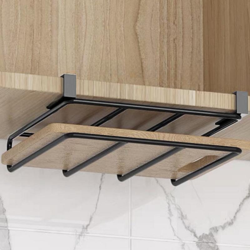 

1pc Stainless steel space saving kitchen hook rack cutting plate and cover rack with cabinet door hooks easy to organize kitchen чёрный