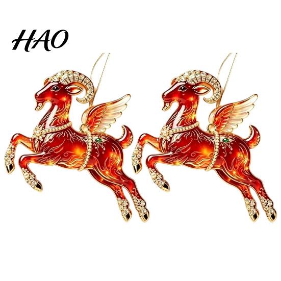 Birthday Party Favors 2Pcs 2D Goat Hanging Ornaments, Acrylic Winged Pendants, Year of Office Christmas Ornaments The Auspicious Decorations for Tree,