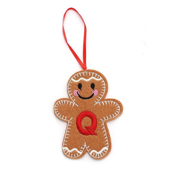 Gingerbread Man Ornaments Initial Alphabet Monogram Gingerbread Hanging Ornament Family Name Letter Xmas Tree Decor
